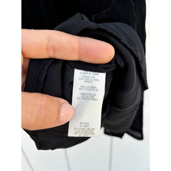 theyskens + theory Black Mini Dress, Sheer Sleeves, Sz P / TP - Picture 3 of 7